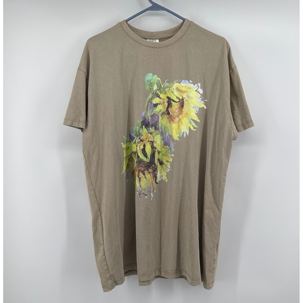 BDG Urban Outfitters Tan Sunflower Graphic Oversized T-Shirt S/M Cotton Tee